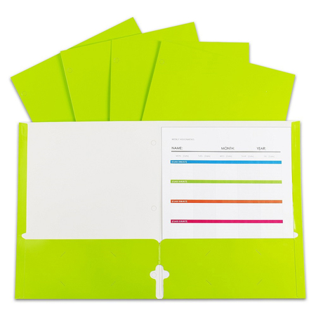C-LINE PRODUCTS 2-Pocket Laminated Paper Portfolios w/3-Hole Punch, Green, PK25 06313
